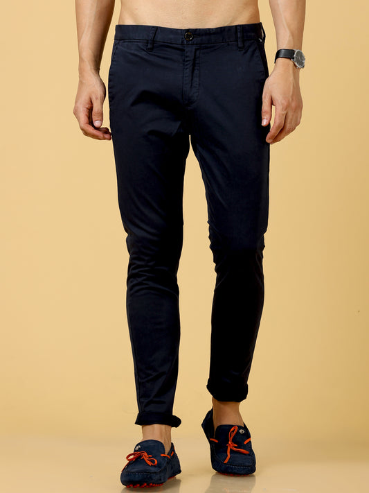 Oxford  blue cotton Stretch trouser