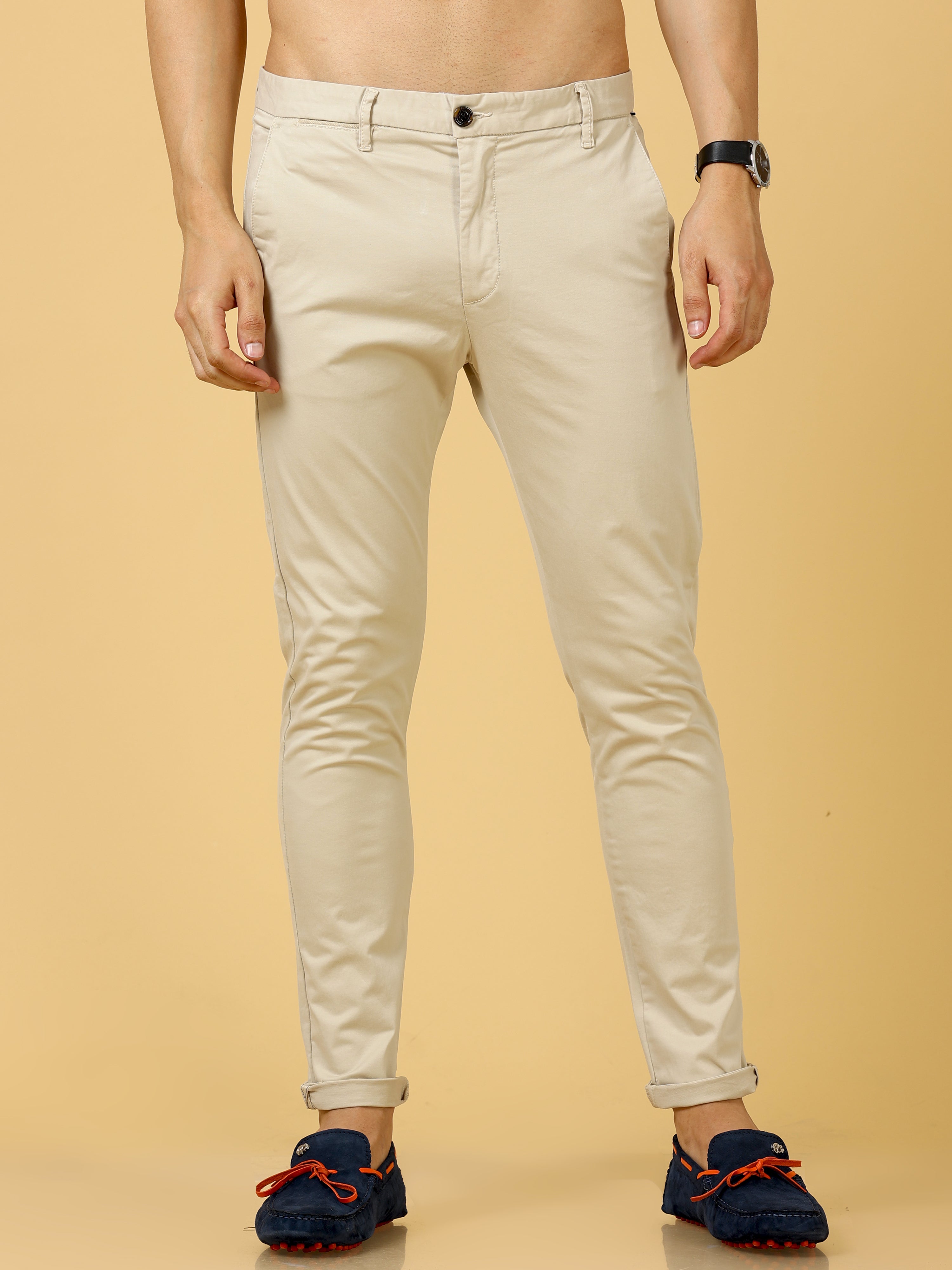 Elegant Printed Cotton Stretch Trouser  Gabardine