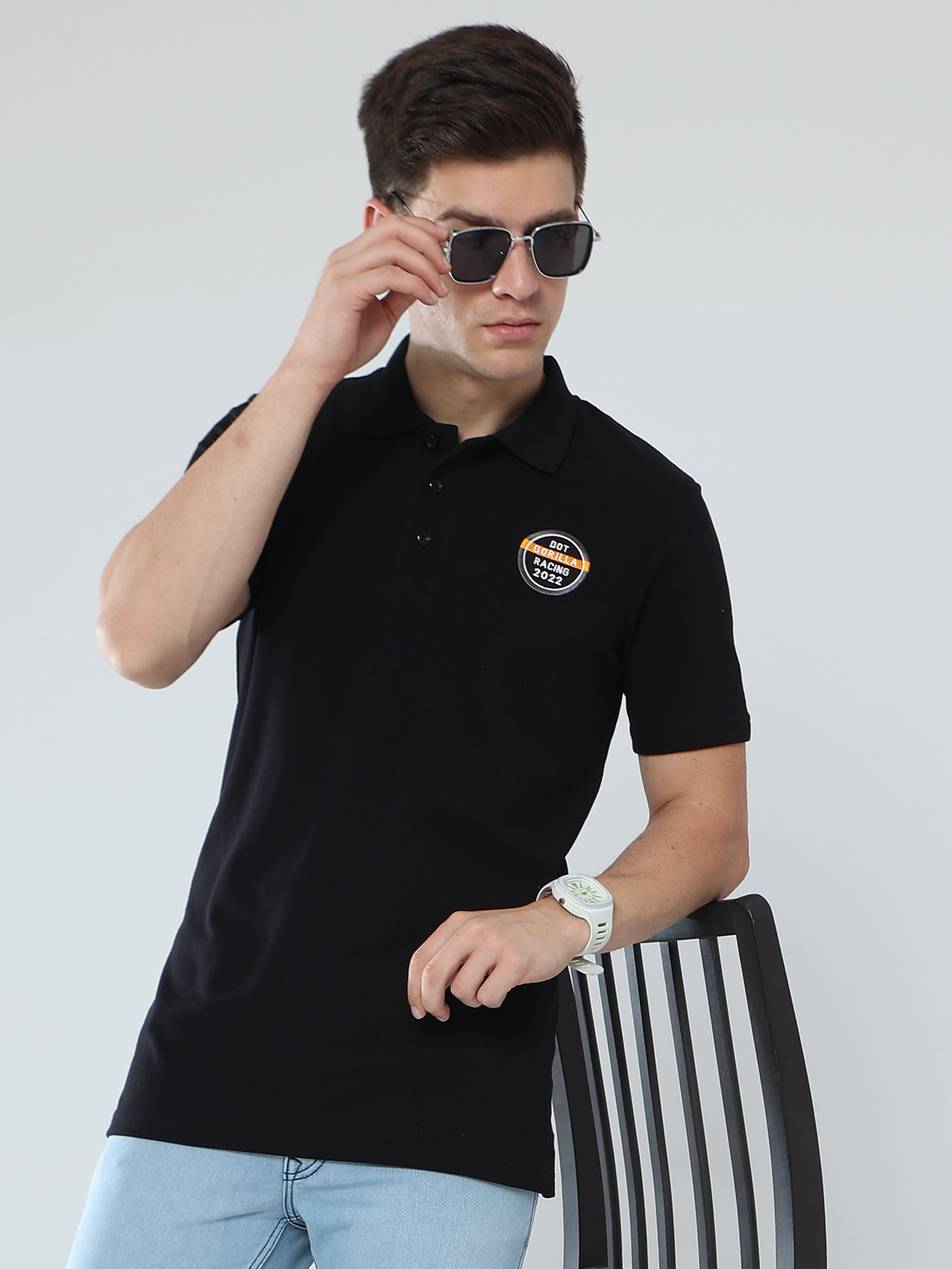 Dot gorilla black polo neck t-shirt – dadsons.co.in